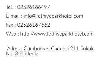 Fethiye Park Hotel iletiim bilgileri